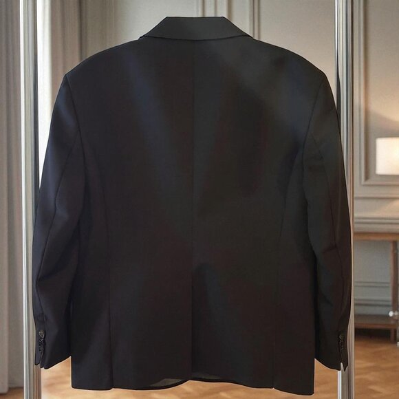 FWI Black Tuxedo Blazer Jacket Men’s 44R Approx | Satin Lapel | Formalwear - Picture 3 of 7
